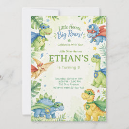 Little Heroes Big Roars Dinosaur Birthday 招待状