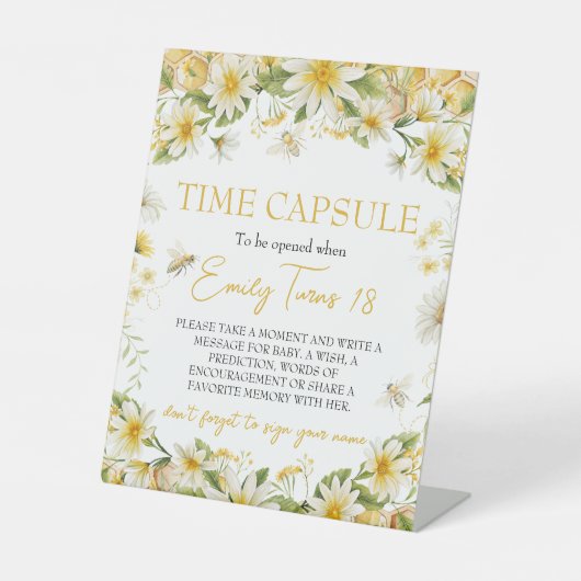 Little Honey 1st Birthday Time Capsule Sign 台座サイン (正面)