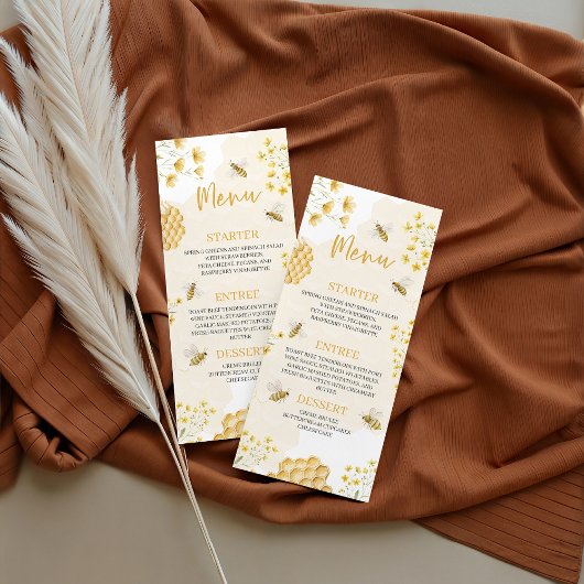 Little Honey Baby Shower 4x9 Menu Card メニュー