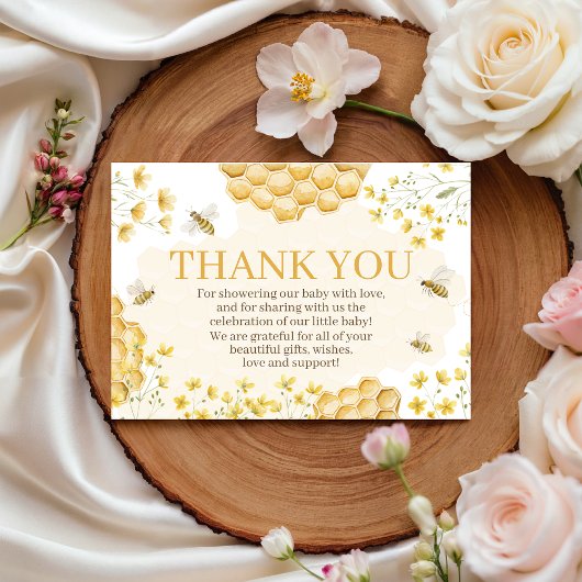 Little Honey Baby Shower Thank You Card エンクロージャーカード
