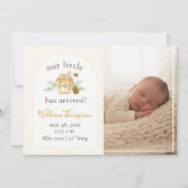 Little Honey Bee Baby Birth Announcement Photo サンキューカード (正面)