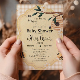 Little Honey Bee Baby Shower 水彩 招待状
