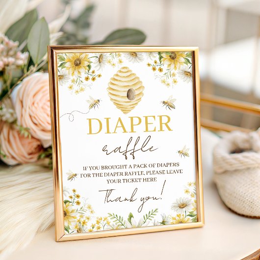 Little Honey Bee Diaper Raffle Game Sign 台座サイン