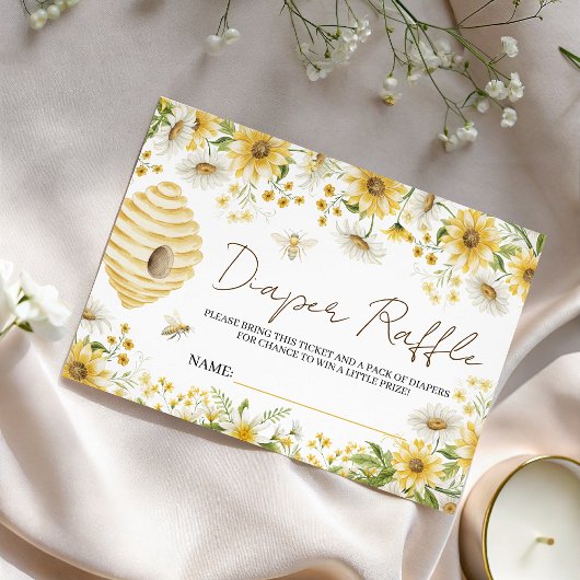 Little Honey Bee Floral Diaper Raffle Card エンクロージャーカード