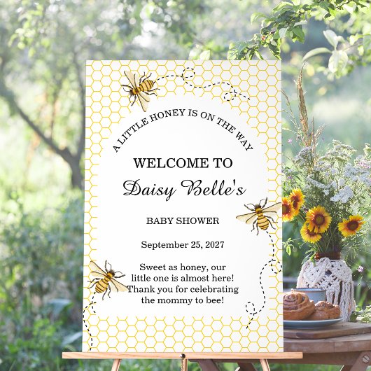 Little Honey Bee On The Way Yellow Baby Shower アクリルサイン
