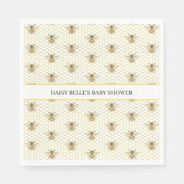 Little Honey Bee On The Way Yellow Baby Shower スタンダードランチョンナプキン