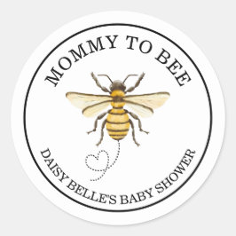Little Honey Bee On The Way Yellow Baby Shower ラウンドシール
