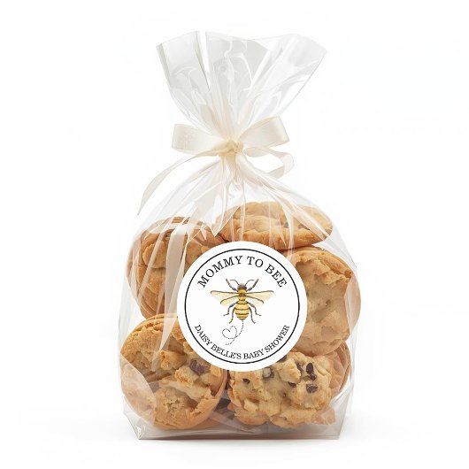 Little Honey Bee On The Way Yellow Baby Shower ラウンドシール