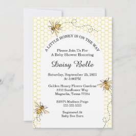 Little Honey Bee On The Way Yellow Baby Shower 招待状