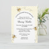 Little Honey Bee On The Way Yellow Baby Shower 招待状 (スタンド正面)