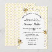 Little Honey Bee On The Way Yellow Baby Shower 招待状 (正面/裏面)