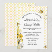 Little Honey Bee On The Way Yellow Baby Shower 招待状 (正面/裏面)