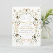 Little Honey Bee Wildflower Girl 1st Birthday 招待状 (スタンド正面)