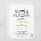 Little Honey Hand-drawn Bee Baby Shower 招待状 (正面)