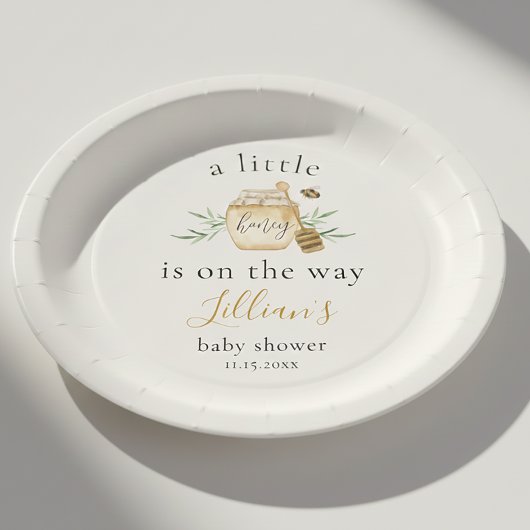Little Honey Is On The Way Bee Baby Shower Welcome ペーパープレート