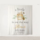Little Honey On The Way Bee Baby Shower Backdrop タペストリー (正面)