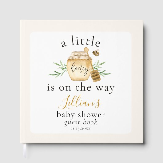 Little Honey On The Way Bee Baby Shower Guest Book ゲストブック (正面)