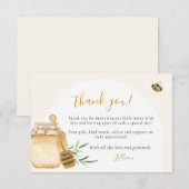 Little Honey Soft Watercolor Bee Baby Shower Flat サンキューカード (正面/裏面)
