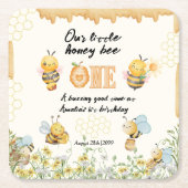Little Honey To Bee One Wildflower 1st Birthday スクエアペーパーコースター (正面)