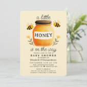 Little Honey Watercolor Bee Baby Shower 招待状 (スタンド正面)
