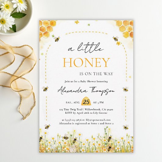 Little Honey Wildflowers Arch Summer Baby Shower 招待状