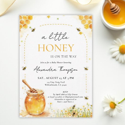 Little Honey Wildflowers Summer Arch Baby Shower 招待状