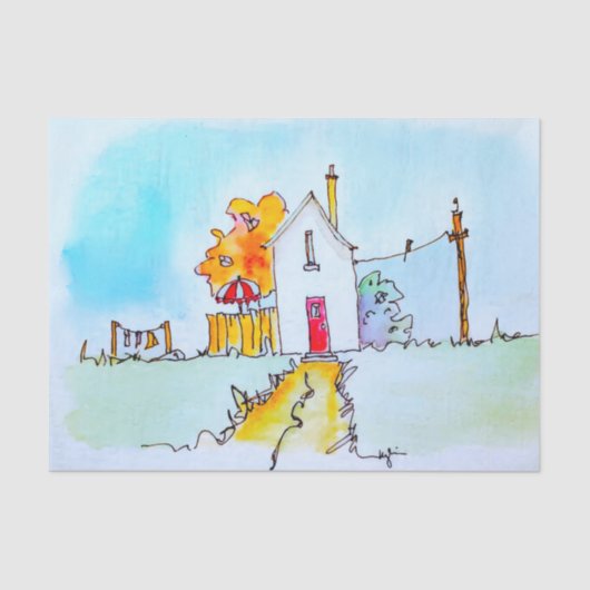 Little House With Washing 薄葉紙 (正面)