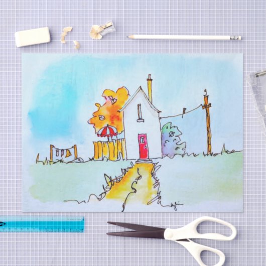 Little House With Washing 薄葉紙 (クラフト)