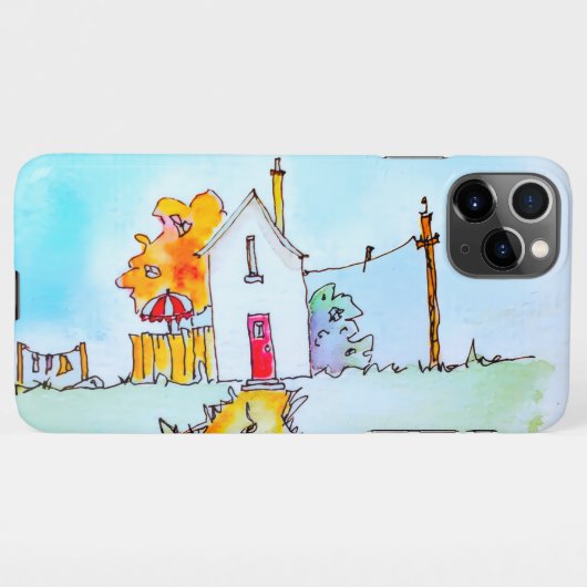 Little House With Washing iPhoneケース (裏面横)