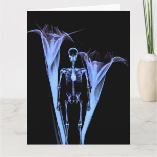 Little Human X-ray Skeleton & Flowers – 青 カード