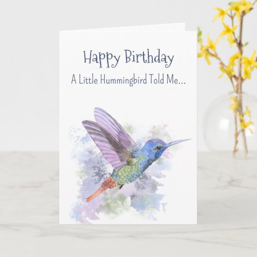 Little Hummingbird Personality Fun Birthday  カード (黄色い花)