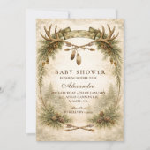 Little Hunter Antler Woodland Baby Shower 招待状 (正面)