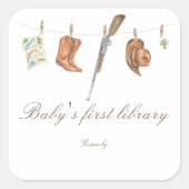 Little Hunter Baby shower - baby's first library スクエアシール (正面)