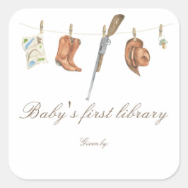 Little Hunter Baby shower - baby's first library スクエアシール