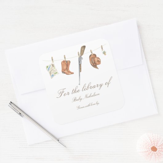 Little Hunter Baby shower - for the library of スクエアシール (封筒)