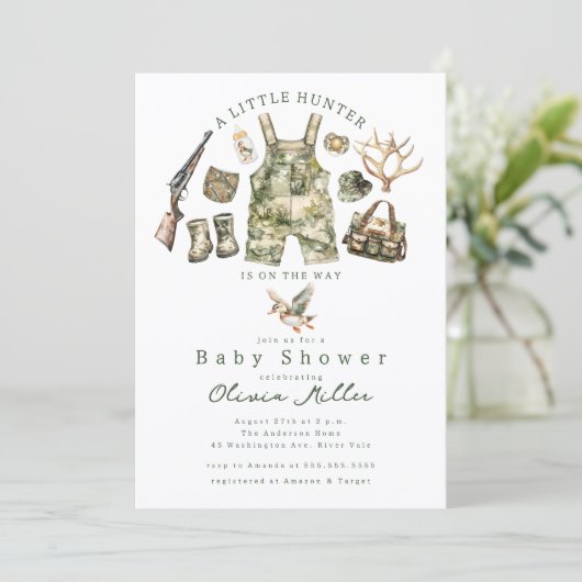 Little Hunter Baby Shower Invitation 招待状 (スタンド正面)