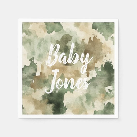 Little Hunter Duck Hunting Camo Boy Baby Shower スタンダードカクテルナプキン (正面)