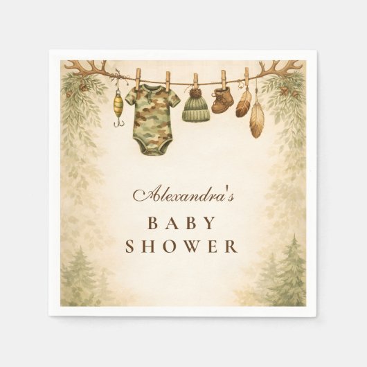 Little Hunter Woodland Baby Shower スタンダードカクテルナプキン (正面)