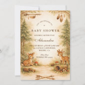 Little Hunter Woodland Deer Baby Shower 招待状 (正面)