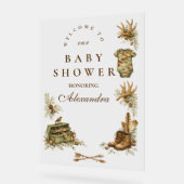 Little Hunter Woodland Keepsake Baby Shower アクリルサイン (傾斜)