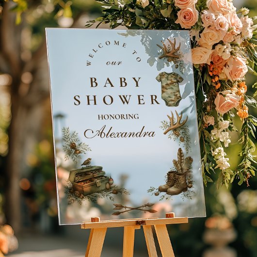 Little Hunter Woodland Keepsake Baby Shower アクリルサイン