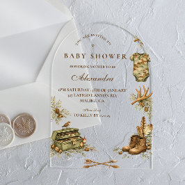 Little Hunter Woodland Keepsake Baby Shower アクリル招待状