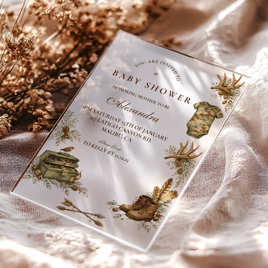 Little Hunter Woodland Keepsake Baby Shower アクリル招待状