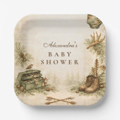 Little Hunter Woodland Keepsake Baby Shower ペーパープレート (正面)