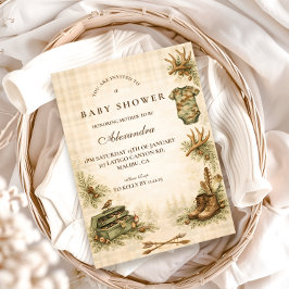 Little Hunter Woodland Keepsake Baby Shower 招待状