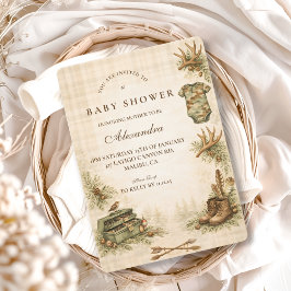 Little Hunter Woodland Keepsake Baby Shower 招待状