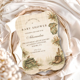 Little Hunter Woodland Keepsake Baby Shower 招待状