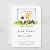 Little Kicker Soccer Baby Shower Invite 招待状 (正面)