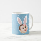 Little Kid Photo w with/ Bunny Ears + Name Easter  コーヒーマグカップ (正面右)