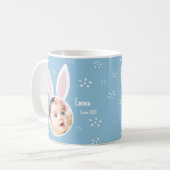 Little Kid Photo w with/ Bunny Ears + Name Easter  コーヒーマグカップ (正面左)
